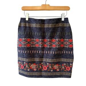 THML Boho Mini Skirt Gray Boho Floral Print S